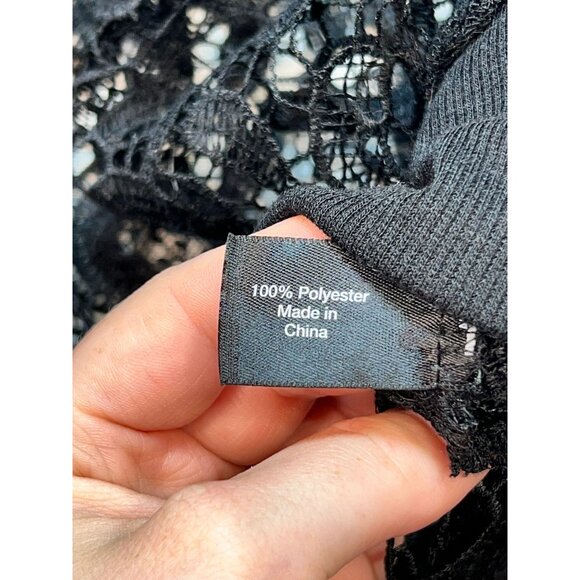 Lane Bryant Women's Crochet Lace Casual Top Long Sleeve Stretch Size 14/16 Black - Picture 4 of 12